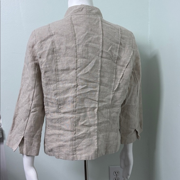 Eileen Fisher Natural Linen Blend Pleated Minimalist Blazer size 14 - Picture 5 of 9